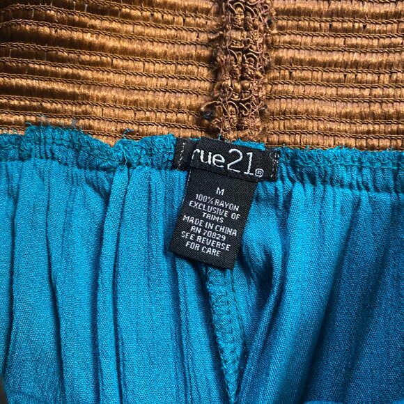 Rue 21 Blue Wide Leg Pants Size Medium Boho - Picture 2 of 7